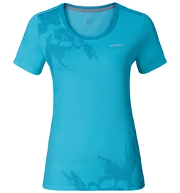 T-shirt Odlo Womens S/S Crew Neck Maren Spectrum Blue Placed Print