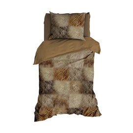 TEXTAP Fur Patchwork satijn tobacco 1P HR
