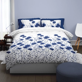 TEXTAP Poppies katoen sfeer blauw HR