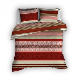 Dekbedovertrek Romanette Kendall Bordo Beige Flanel
