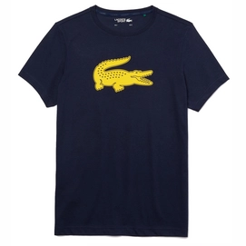 T-Shirt Lacoste Men TH2042 3D Krokodillenprint Navy Blauw / Geel