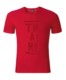T-shirt Odlo Mens S/S Crew Neck Imperium Print Chinese Red Placed Print