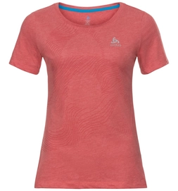 Ondershirt Odlo Women BL Top Crew Neck S/S Core Baked Apple Melange Placed Print Fw18