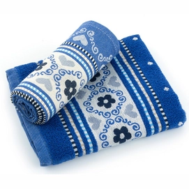 Theedoek Bunzlau Castle Blossom Royal Blauw