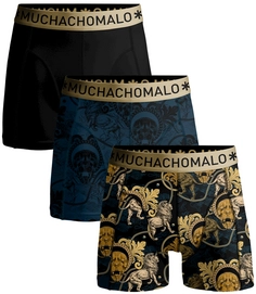 Boxershort Muchachomalo Men Short Print/Solid Goud/Blauw/Zwart/Black (3-pack)