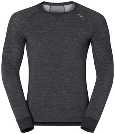 Ondershirt Odlo Mens L/S Crew Neck Revolution Tw X-Warm Black Melange