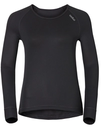 Ondershirt Odlo Womens Longsleeve Crew Neck Cubic Ebony Grey