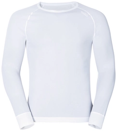 Ondershirt Odlo Mens L/S Crew Neck Cubic White Snow White