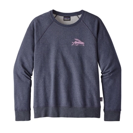 Pull Patagonia Women's Small Flying Fish MW Crew Sweatshirt Navy Blue