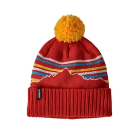 Beanie Patagonia Powder Town Fitz Roy Retro Stripe Knit Hot Ember