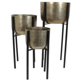 Bloempot HD Living Gold 38 x 38 x 75 cm (3-Delig)