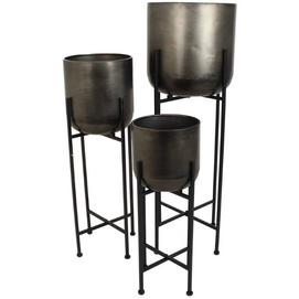 Bloempot HD Living Black 31 x 31 x 91 cm (3-Delig)
