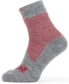 Sok Sealskinz Unisex Waterproof All Weather Ankle Length Red Grey Marl