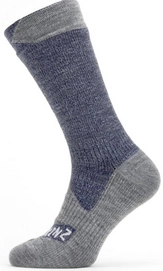 Sok Sealskinz Unisex Waterproof All Weather Mid Length Navy Blue Grey Marl