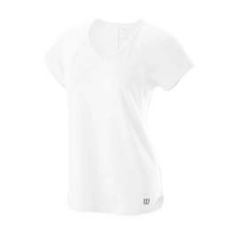 Tennisshirt Wilson Women Training V-Neck Tee White-XL