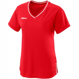 Tennisshirt Wilson Team II V Neck Red Damen