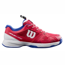 Tennisschuhe Wilson Rush Pro QL Sangria White Clematis Blue Kinder-Schuhgröße 32,5