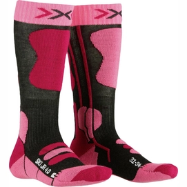 Skisocken X-Socks Ski 4.0 Anthrazit Pink Kinder-Schuhgröße 24 - 26