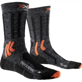 Walking Socks X-Socks Trek X Merino Grey Orange-Shoe Size 6 - 7.5