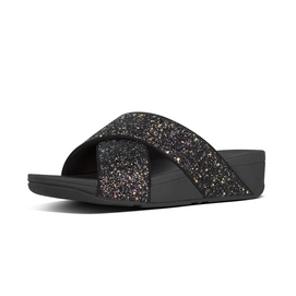 FitFlop Lulu Glitter Slides Black Mix