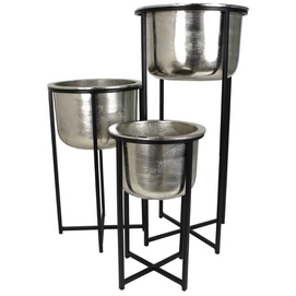 Bloempot HD Living Silver 37 x 37 x 80,5 cm (3-Delig)