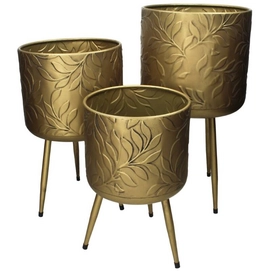 Bloempot HD Living Leaf Gold 25 x 25 x 46,5 cm (3-Delig)