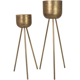 Bloempot HD Living Gold 26,5 x 26,5 x 101 cm (2-Delig)
