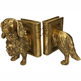 Boekensteun HD Living Dog Gold 12,2 x 37,5 x 21,5 cm (2-Delig)