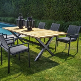 YOI-Wakai-dining-table-236x100cm-aluminium-black-teak-Ishi-stackable-dining-chair-aluminium-black-rope-dark-grey_compressed-1024x683