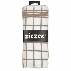 Theedoek ZicZac Katoen Taupe (set van 3)