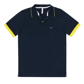 Polo Sun68 Men Small Stripes Fluo El Navy Blue