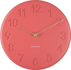 Clock Karlsson Sole Numbers Polyresin Matte Coral Pink