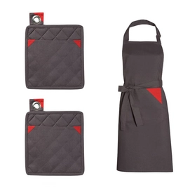 Set Tablier/Manique de Cuisine DDDDD Triangle Anthracite