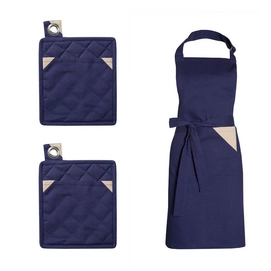 Set Tablier/Manique de Cuisine DDDDD Triangle Bleu