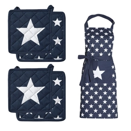 Set Tablier/Manique de Cuisine DDDDD Etoile Bleu