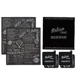 Linge de Cuisine DDDDD Italian Food Noir Torchon Serviette Maniques (Coton)