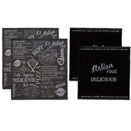 Set Serviette/Torchon de Cusine DDDDD Italian Food Noir