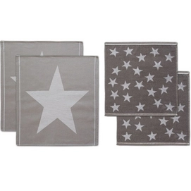 Set Serviette/Torchon de Cusine DDDDD Etoile Gris