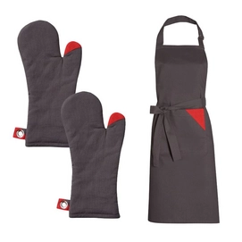 Kombi-Set DDDDD Triangle Anthrazit Schürze Ofenhandschuhe (Baumwolle)