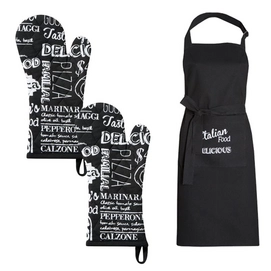 Set Tablier/Grant Isolant DDDDD Italian Food Noir