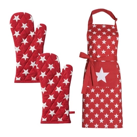 Set Tablier/Manique de Cuisine DDDDD Etoile Rouge