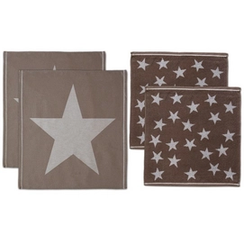 Set Serviette/Torchon de Cusine DDDDD Etoile Taupe