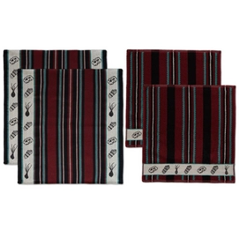 Set Serviette/Torchon de Cusine DDDDD Veggie Rouge