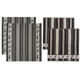 Set Serviette/Torchon de Cusine DDDDD Veggie Gris