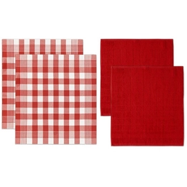 Set Serviette/Torchon de Cusine DDDDD Block Rouge