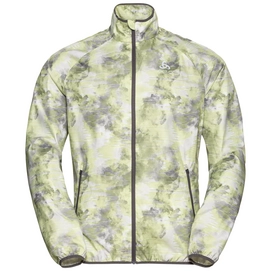 Veste de Course Odlo Men Jacket Essential Light Print Odlo Concrete Grey Lime Green