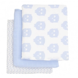 Washandje Jollein Hydrofiel Owl Blue (3-delig)