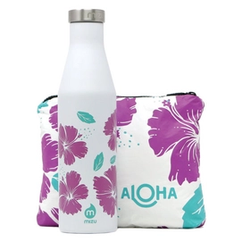 Thermosflasche Mizu S6 White Hibiscus Aloha Pouch