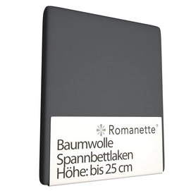 Spannbettlaken Romanette Anthrazit (Baumwolle)-80 x 200 cm