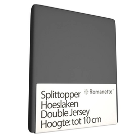 Double Jersey Split Topper Hoeslaken Romanette Antraciet-Lits-Jumeaux (160 x 200/210/220 cm)